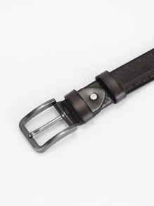 1入組男士矩形扣飾復古皮帶日常裝飾 - 咖啡棕 - 查看 3