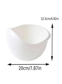 1pc Rice Washing Drain Basket - White - View 8