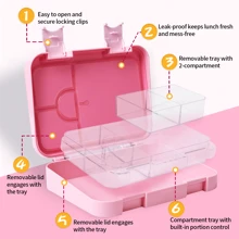 Tritan 材质带闪光便当盒 - 大号午餐盒 - 4-6 个隔层，防漏，便携手柄，适合返校使用