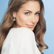 XUJIA 一对925纯银光环莫桑石耳环，6.5毫米/8毫米/9毫米D色VVS1圆形切割莫桑石，垂坠式耳环，绝佳生日礼物 - 金黃色 - 查看 3