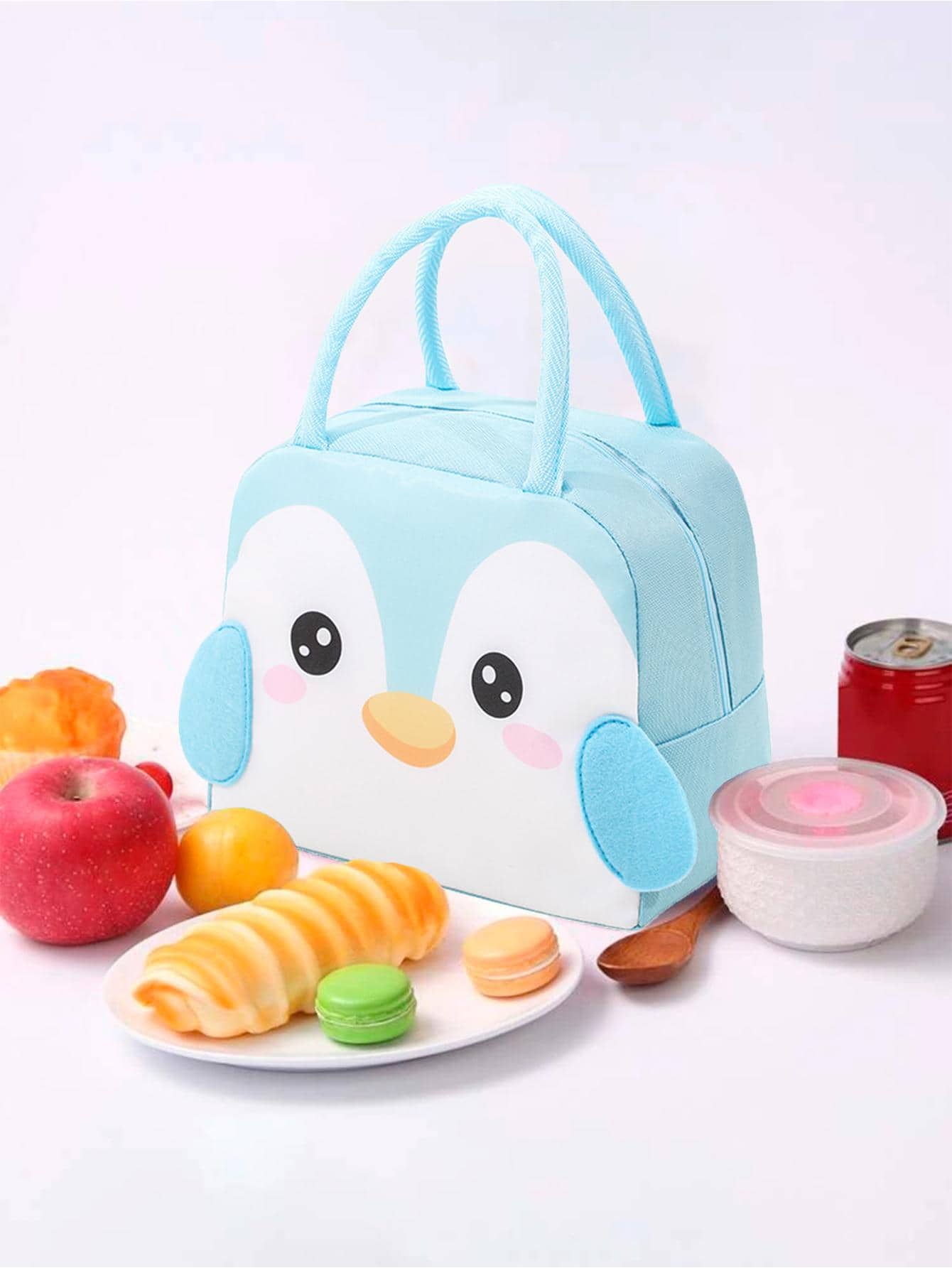 1pc Penguin Design Lunch Bag - Baby Blue - View 1