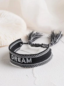 字母刺繡流蘇裝飾手環 - 彩色 - 查看 6