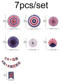 7pcs Independence Day Pull Flag - Multicolor - View 3
