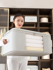 1 件便携式被子收纳袋，灰色透明防水衣服收纳袋，适用于家庭装饰装饰节日装饰房间装饰家居装饰卧室装饰连衣裙裤子鞋子牛仔裤靴子裙子 - 灰色 - 查看 1