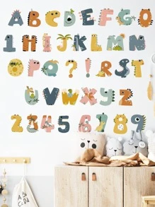 1入組卡通動物和字母圖案牆貼 - 彩色 - 查看 2