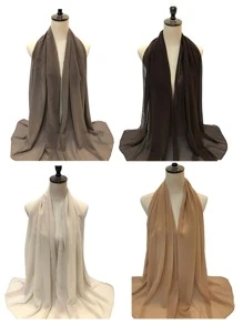 4pcs/set Solid Chiffon Sunscreen Scarf, Perfect For Daily, Travel, Street Snap Outfits Matching - Multicolor - View 2