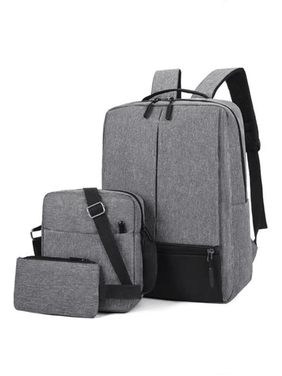 Set de 3pz Mochila Antirrobo Carga Usb Escolar Laptop Casual