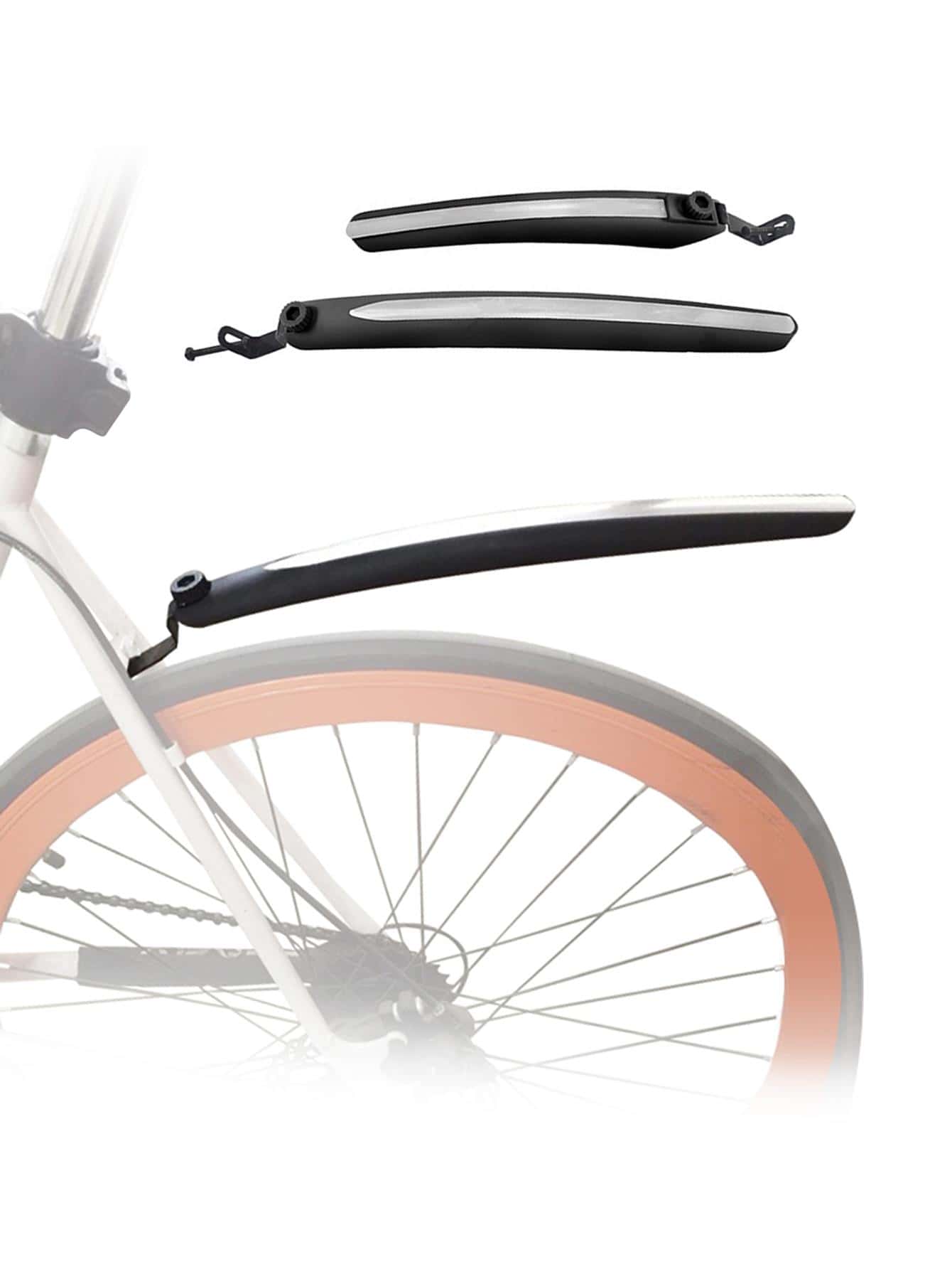 1pair Plastic Bicycle Mudguard - Black - View 1