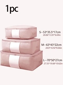1入組素色可折疊收納粉色透明防水被子收納袋 - 粉色 - 查看 2