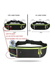 1pc Portable Waterproof Outdoor Running Waist Bag - Black - View 3