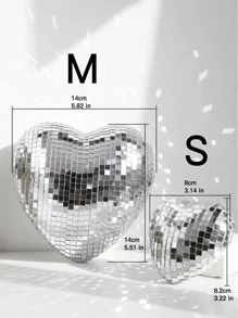 1 pieza de decoración de disco de corazón, para decoración de arte del hogar, decoración de fiesta disco, decoración de habitación - Plateado - Ver 2