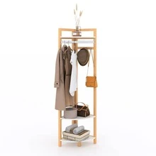 Wood Corner Floor Shelf  Coat Rack Corner Stand Storage Display Rack for Living Room  Corner Multi Layer Storage Rack Corner Hanger - White - View 2