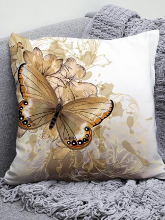 1 pieza con estampado de mariposa Funda de cojín sin vintage de colores suave Cojín Funda para doméstico