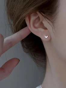 2pcs/set Moon Design Stud Earring - Silver - View 3