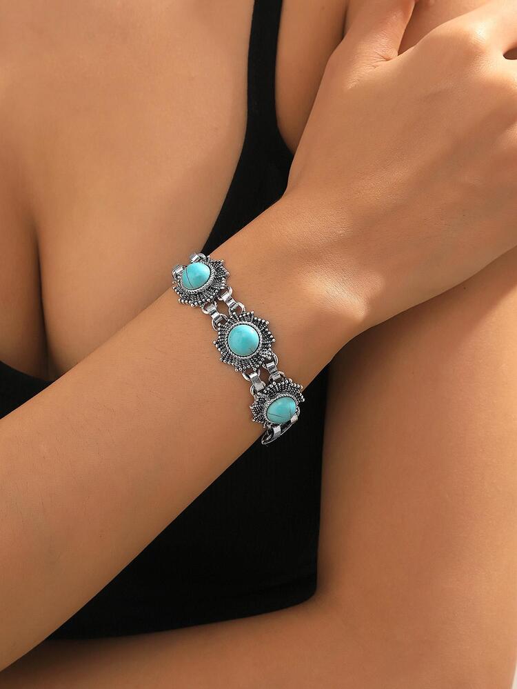 Turquoise Decor Bracelet - Multicolor - View 1