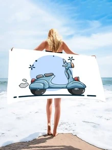 1pc Battery Car Pattern Beach Towel, Microfiber Soft Absorbent Swimming Towel For Outdoor - Multicolor - View 1