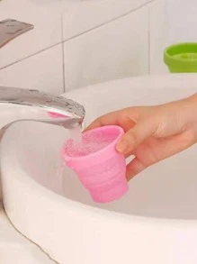 1 Gói Cốc Gấp Silicon Màu Hồng Di Động Công Suất Lớn Hộ Gia Đình Bình Nước - Hồng - Xem 1