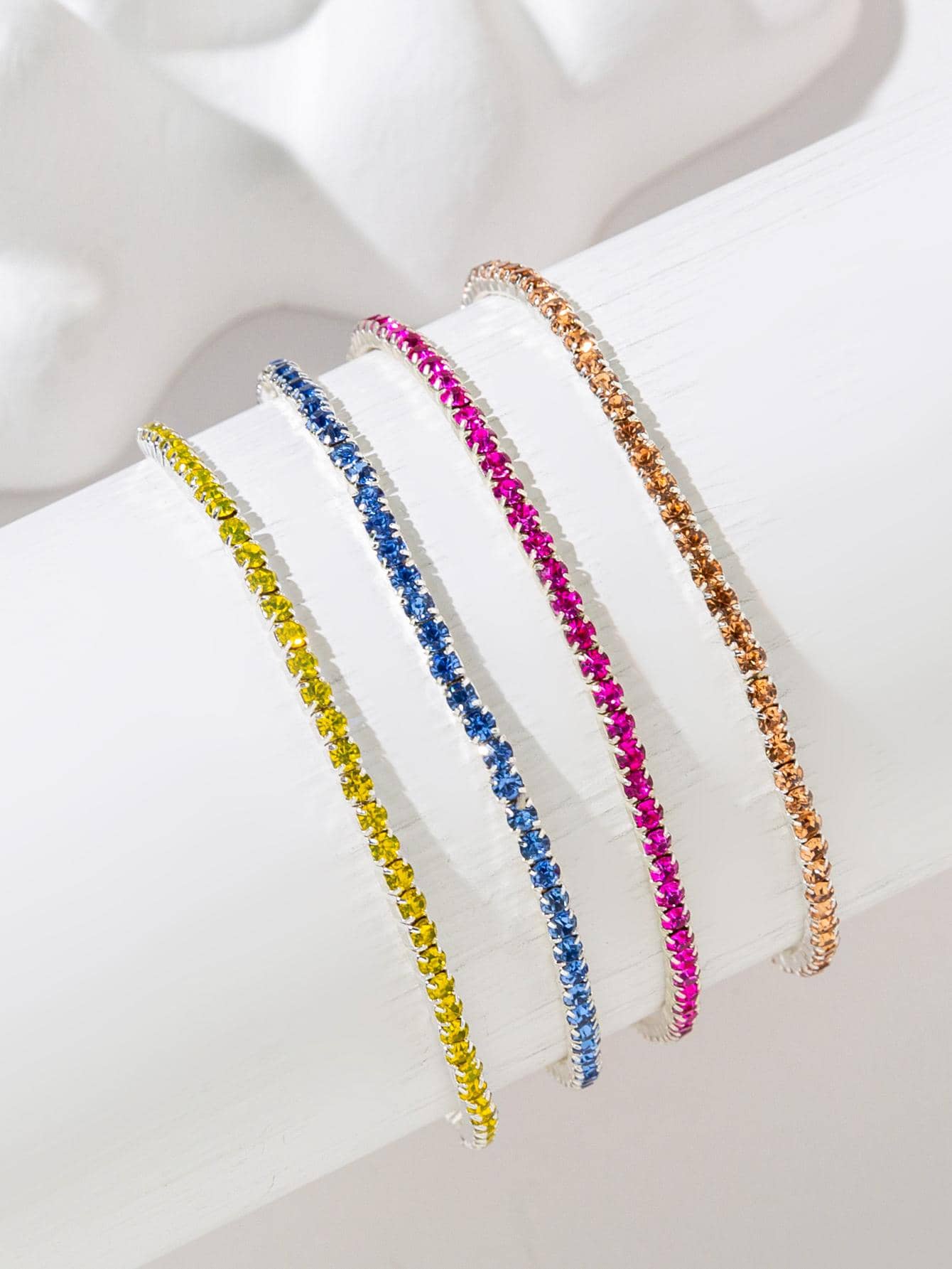 4 cái/bộ Vòng Tay Trang Trí Kim Cương Giả - Nhiều màu - Xem 1