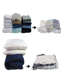 5 件装便捷真空袋，带 1 个吸力泵，适用于家庭收纳袋、棉被、衣服真空收纳袋、防水压缩旅行节省空间气囊、装饰品、节日装饰、房间装饰、家居装饰、卧室装饰、卧室、收纳袋、收纳袋、家庭收纳、女式白色 T 恤、女式黑色裤子、女士冬装、连衣裙、女士冬装、优雅女装、女士白衬衫、长袖、女士白色连体裤、女士春装、女士春装、春季、春装、极简主义、夏季上衣