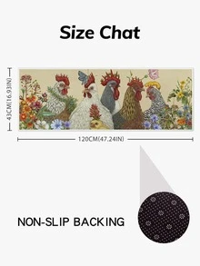 1pc Chicken  Pattern Anti-slip Kitchen Rug, Colorful Polyester Absorbent Floor Mat For Household - Multicolor - View 4