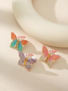 3pcs/set Butterfly Decor Ring - Multicolor - View 3