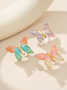 3pcs/set Butterfly Decor Ring - Multicolor - View 2