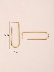 1對不銹鋼時尚U型圓耳環女士們簡約風和時髦夏天度假約會禮物 - 金黃色 - 查看 3