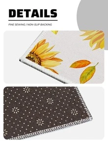 1 pieza Alfombra de piso con patrón de girasol antideslizante cocina de colores poliéster absorbente para doméstico - Multicolor - Ver 6