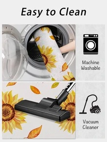 1 pieza Alfombra de piso con patrón de girasol antideslizante cocina de colores poliéster absorbente para doméstico - Multicolor - Ver 5