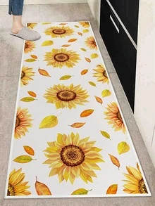 1 pieza Alfombra de piso con patrón de girasol antideslizante cocina de colores poliéster absorbente para doméstico - Multicolor - Ver 3