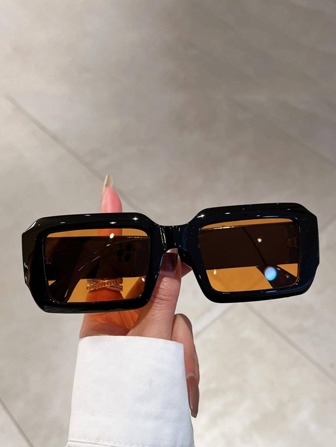 1pair Women Square Frame Fashion Glasses Beach Accessories For Women Glasses Shades Basics Fall Winter Women Outfits Clothes Business Casual Gifts For Summer Beach Vacation,Outdoor,Travel