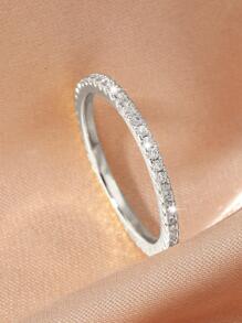 Cubic Zirconia Decor Ring - Silver - View 1