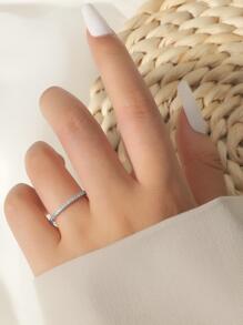 Cubic Zirconia Decor Ring - Silver - View 2