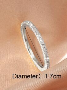 Cubic Zirconia Decor Ring - Silver - View 3