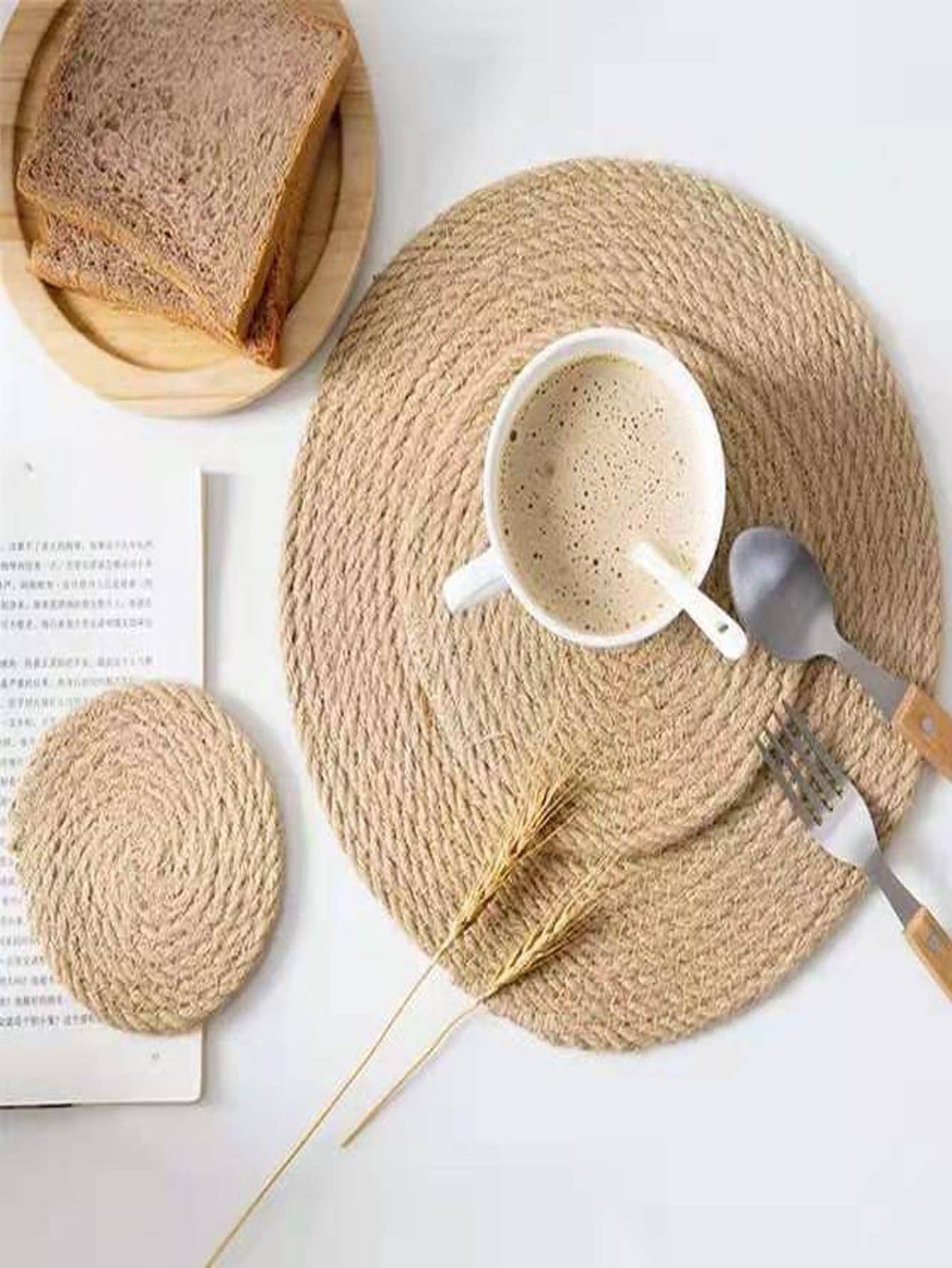 1 miếng lót ly vải tròn - Màu be - Xem 1