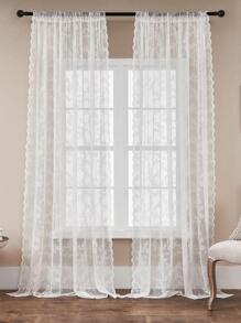 Cortina de encaje jacquard transparente, estilo bohemio, adecuada para sala de estar, comedor, dormitorio, balcón y ventanas exteriores
