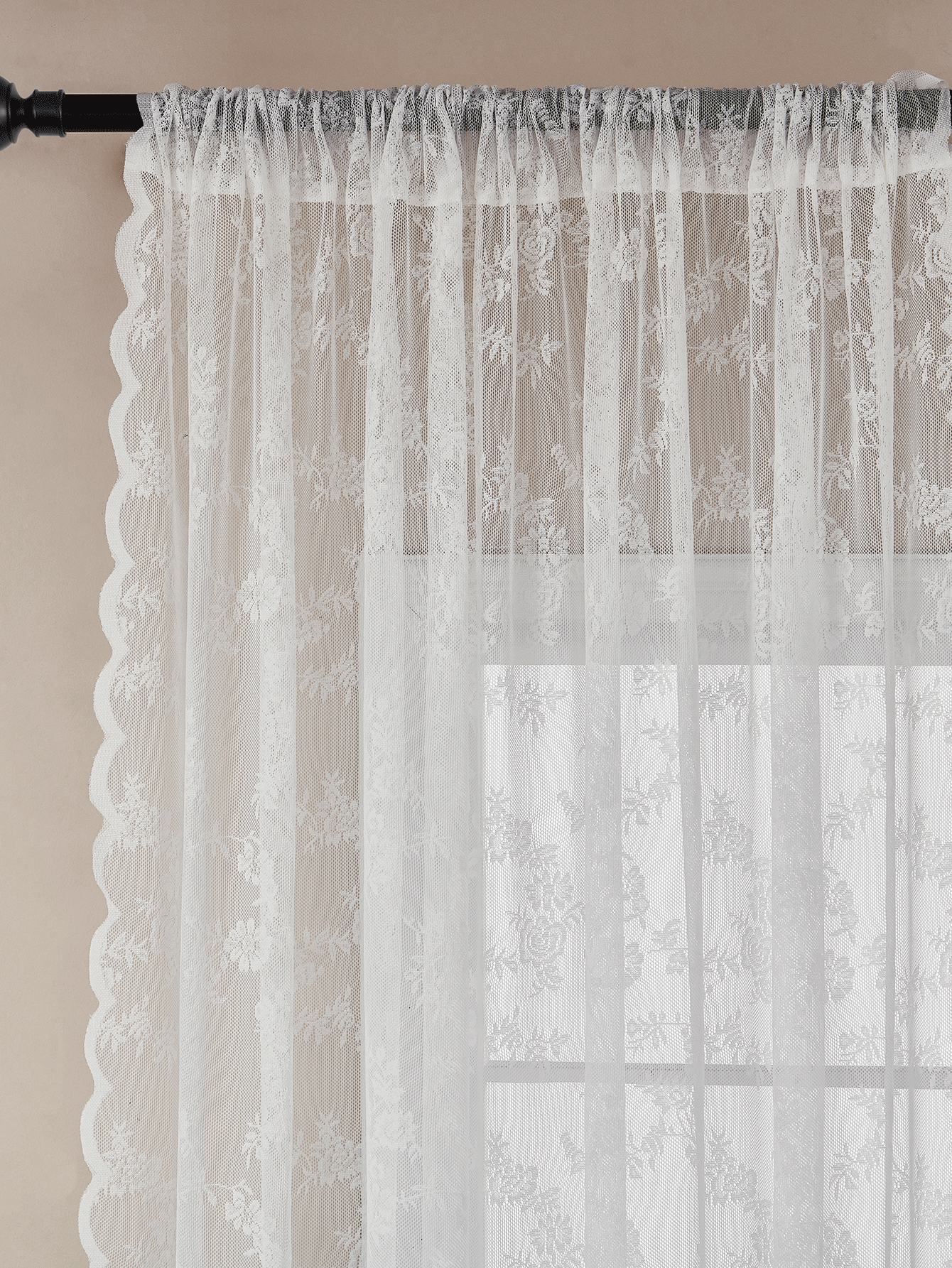 Cortina de encaje jacquard transparente, estilo bohemio, adecuada para sala de estar, comedor, dormitorio, balcón y ventanas exteriores
