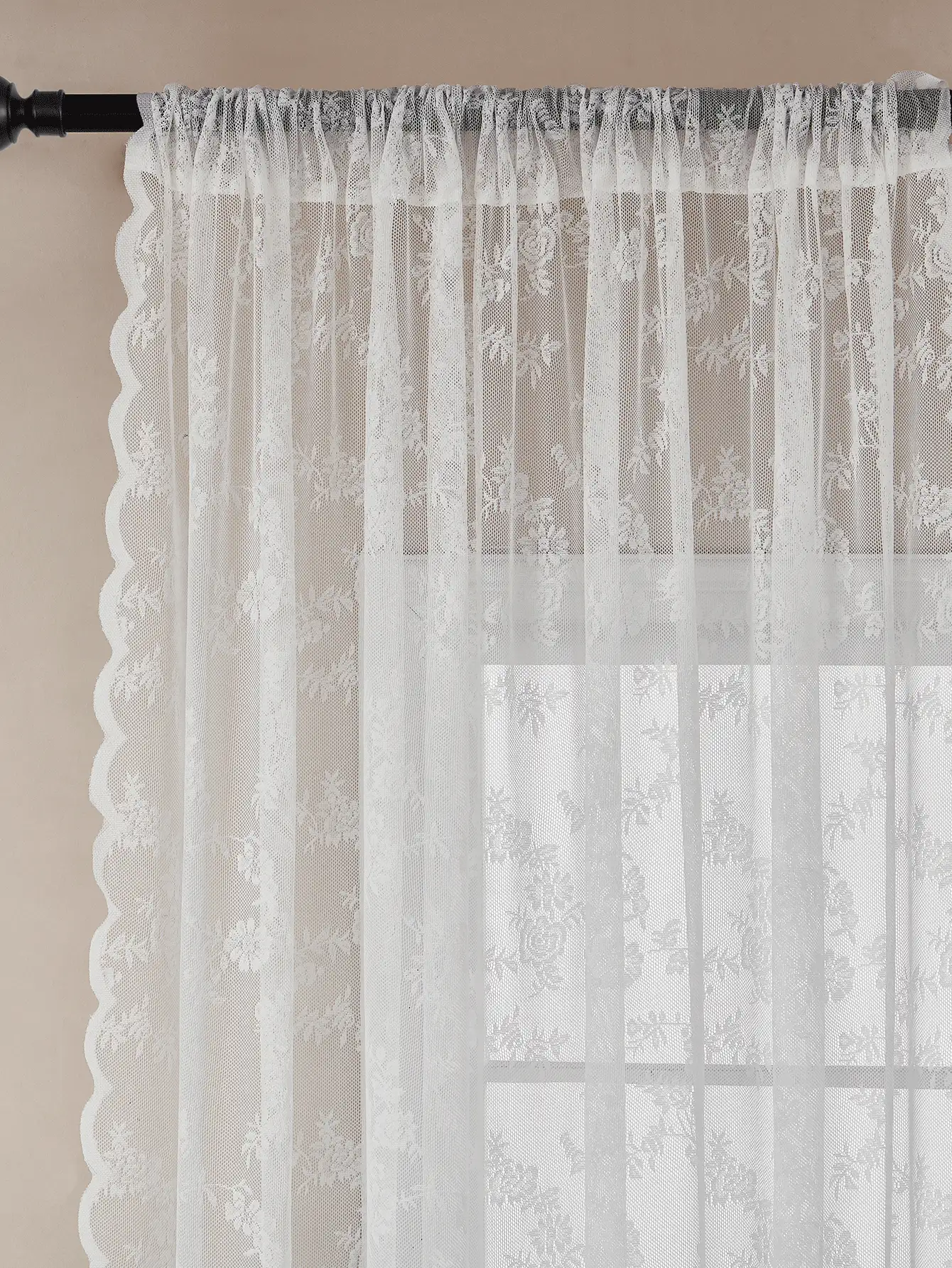 Lace Jacquard Sheer Curtain, Bohemian Style, Suitable For Living Room, Dining Room, Bedroom, Balcony And Outdoor Windows - White - View 3