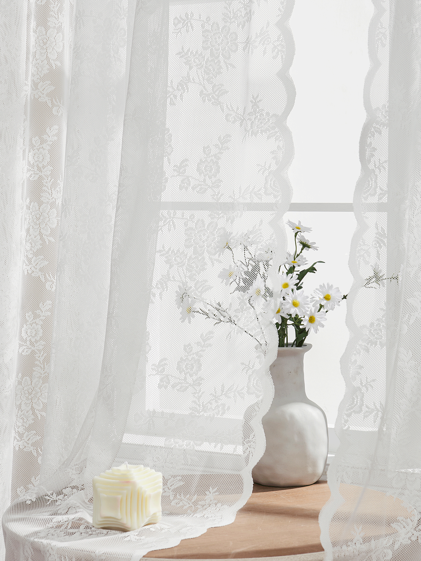 Cortina de encaje jacquard transparente, estilo bohemio, adecuada para sala de estar, comedor, dormitorio, balcón y ventanas exteriores