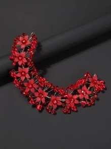 Dây buộc tóc trang trí hoa - Đỏ - Xem 3