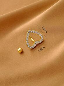 1入組前衛方晶鋯石裝飾愛心設計臍釘適合女士適用於日常生活 - 金黃色 - 查看 3
