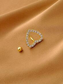 1入組前衛方晶鋯石裝飾愛心設計臍釘適合女士適用於日常生活 - 金黃色 - 查看 2
