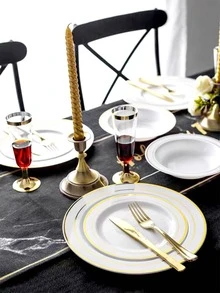 25 piezas Tenedor de plástico - Dorado - Ver 5