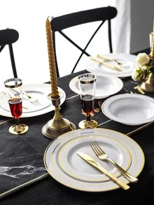 25 piezas Tenedor de plástico - Dorado - Ver 3