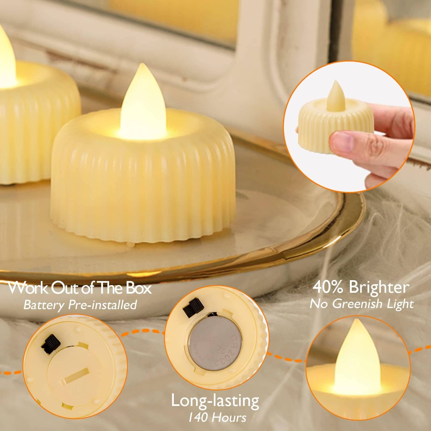 Homemory 24pcs LED Candles,Battery Tea Lights, LongLasting Bright LED