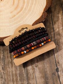 6入組/套波西米亞珠子裝飾手環適合男士日常裝飾,適用於首飾類禮品和派對