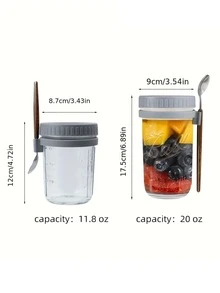 1 pieza vidrio transparente Taza con Cuchara & Tapa - Blanco - Ver 4