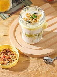 1 pieza vidrio transparente Taza con Cuchara & Tapa - Blanco - Ver 7