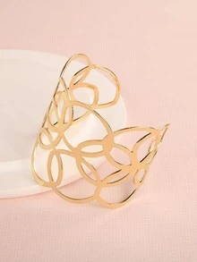 Hollow Out Cuff Bangle - Yellow Gold - View 4