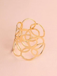 Hollow Out Cuff Bangle - Yellow Gold - View 2